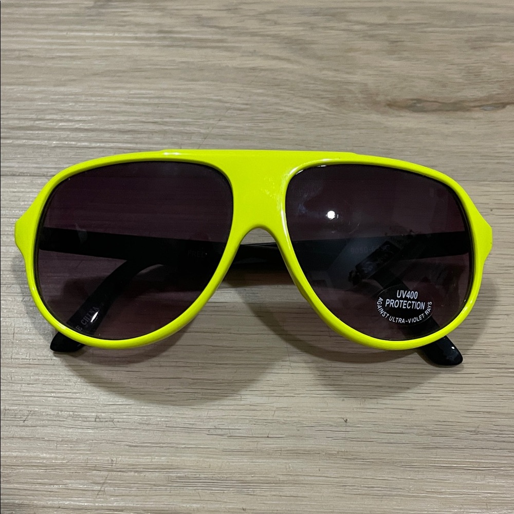 Neon Yellow Aviator Sunglasses